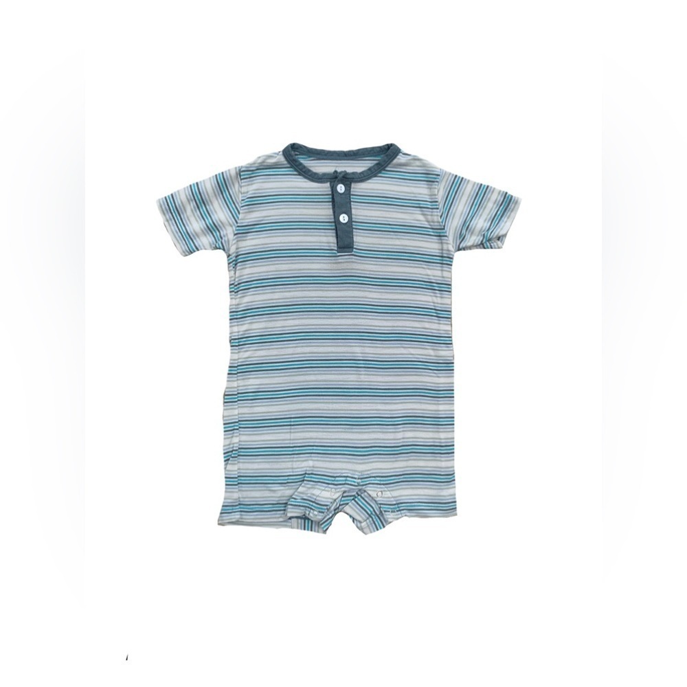 Kickee Pants Size 3-6 Months Striped Henley Romper